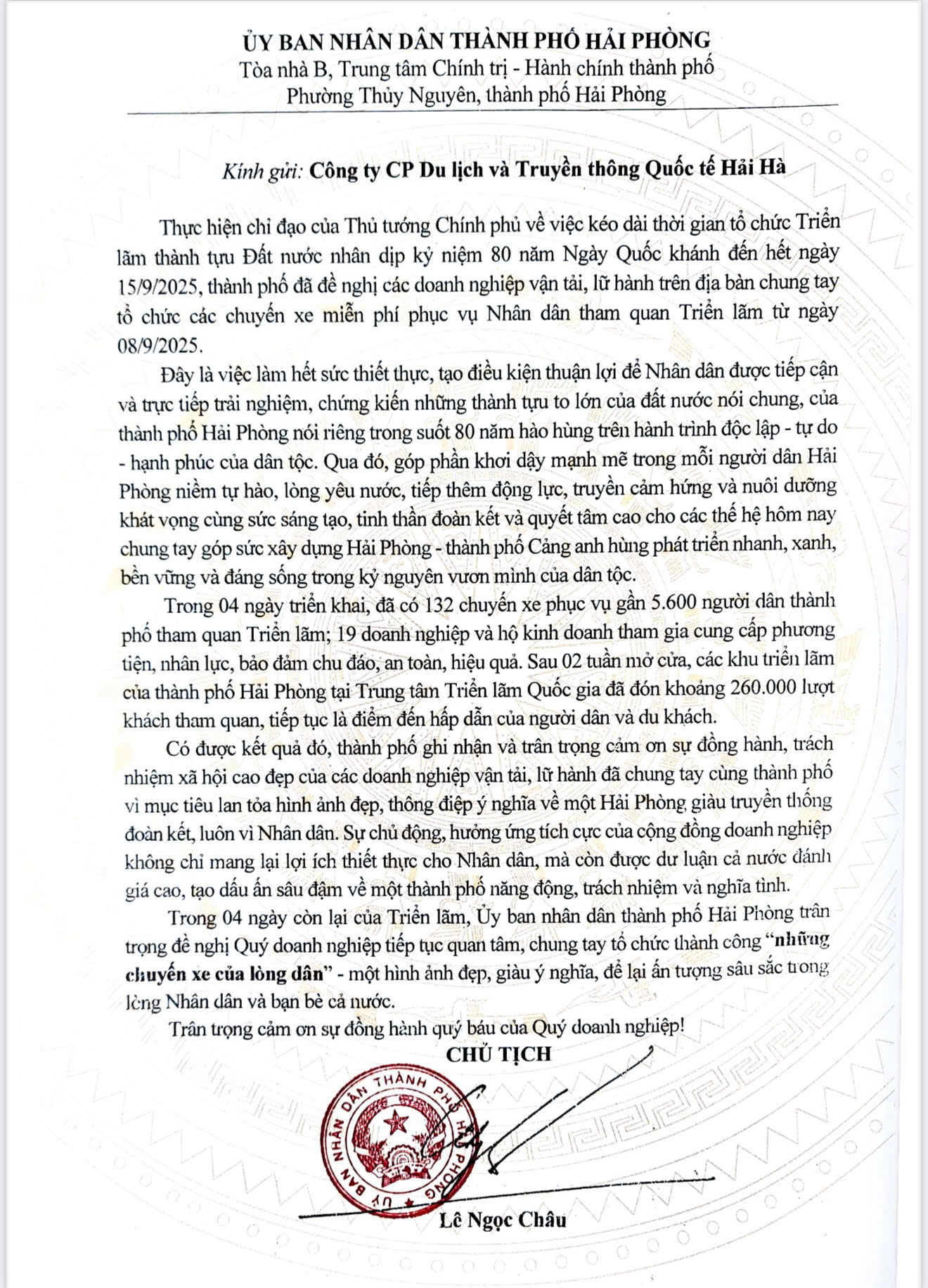 Giấy khen của thành phố Hải Phòng