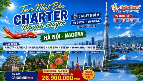 NHẬT BẢN: HÀ NỘI - NAGOYA - HÁI ĐÀO - TOKYO - YOKOHAMA - PHÚ SĨ